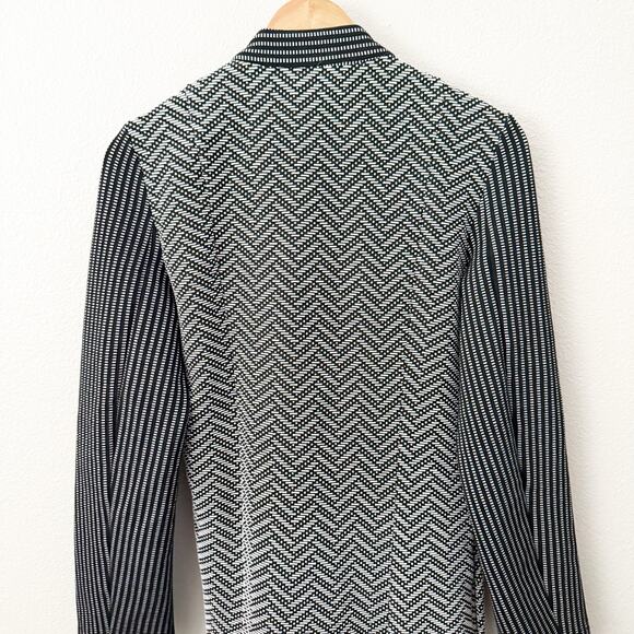 SMASH! | Black White Jacket Coat Mixed Print Patchwork Tie Grommet Long | Small - Picture 5 of 9